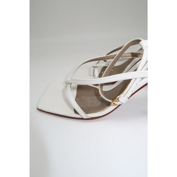 Bottega Veneta Leather Stretch Strap Square Toe Sandal White Women\'s Size 36